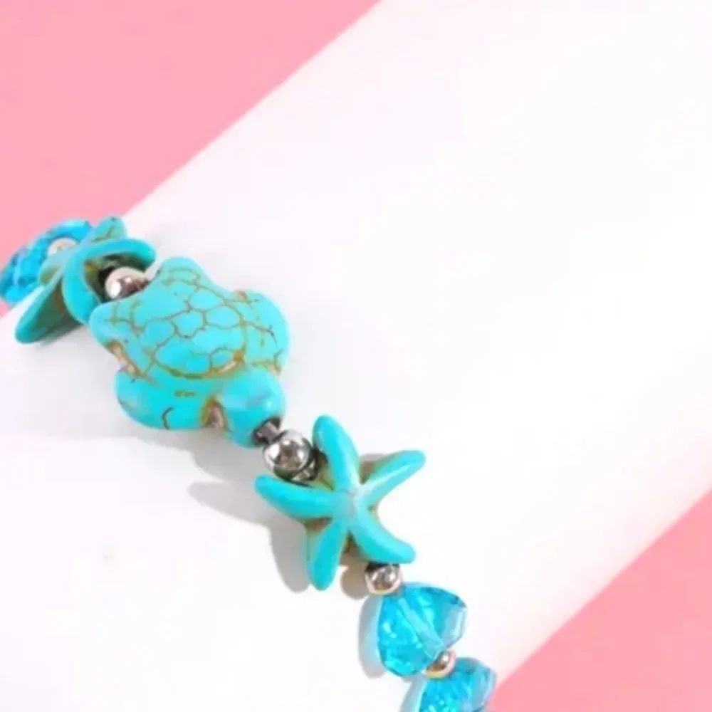 Girls Turtle starfish charm bracelet